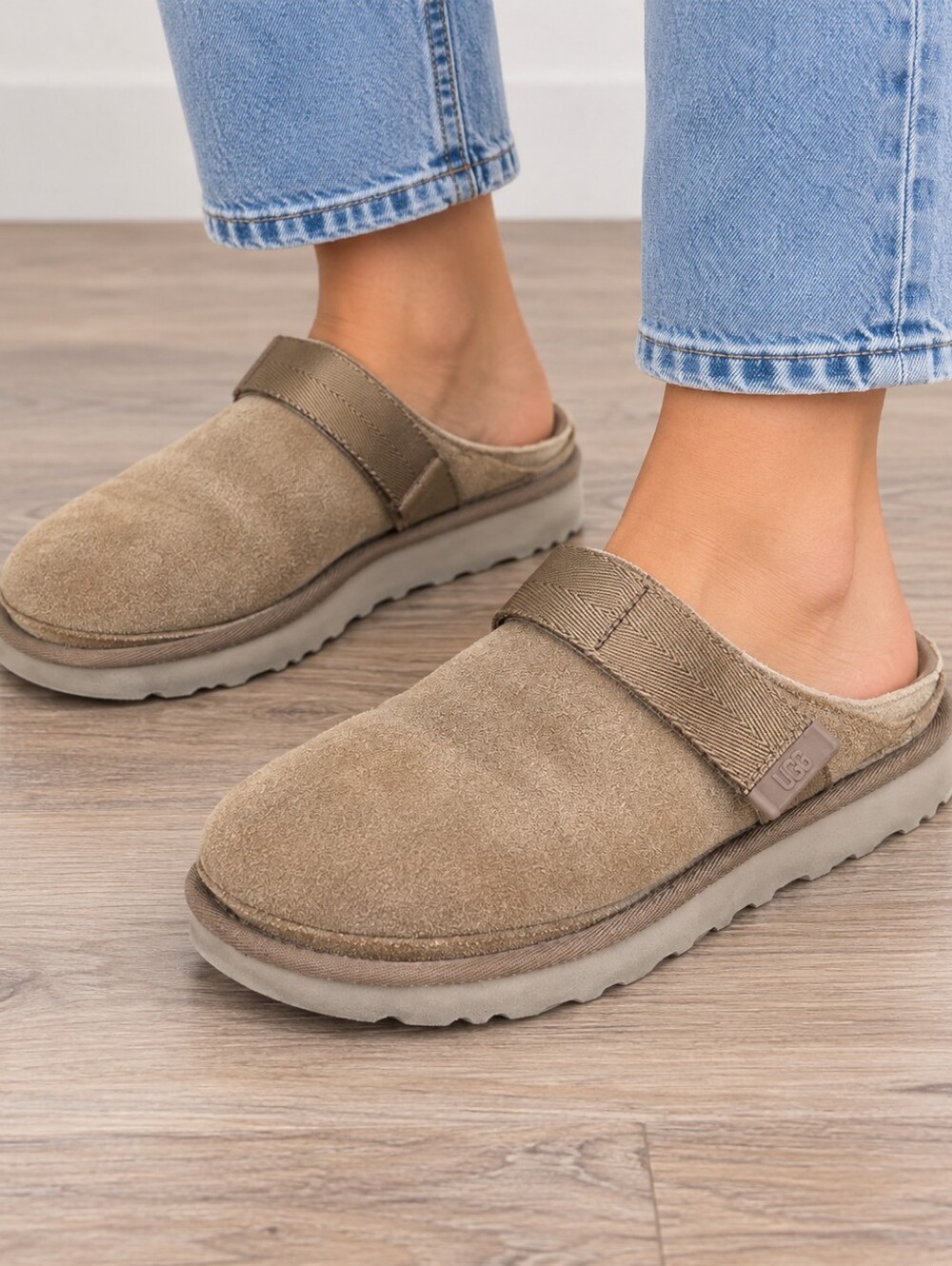 UGG Women's Taupe Suede Slip-On Mule